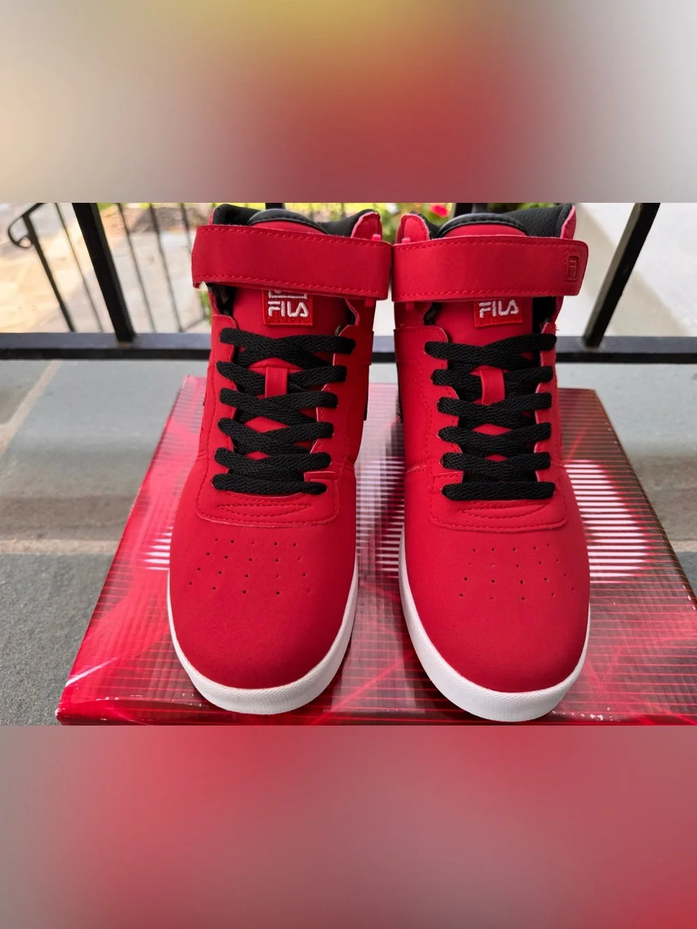 Fila Red and Black High-Top Sneakers